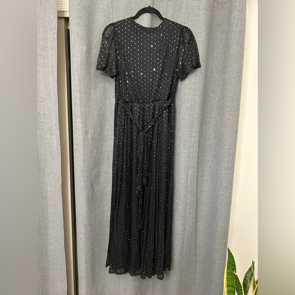 Women's Sexy V Neck Short Sleeve Maxi Sequin Gown Evening Dress with Slit Medium - Picture 7 of 9